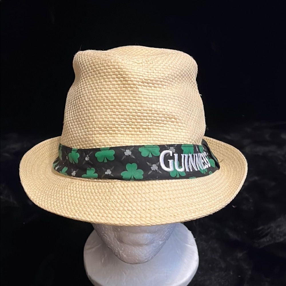 Guinness Cream Fedora with Black and Green Shamrock Band